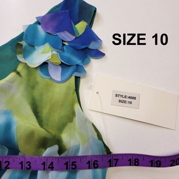 Argenti New York Green Blue Sleeveless Accordion Flare Dress - New - Picture 14 of 16